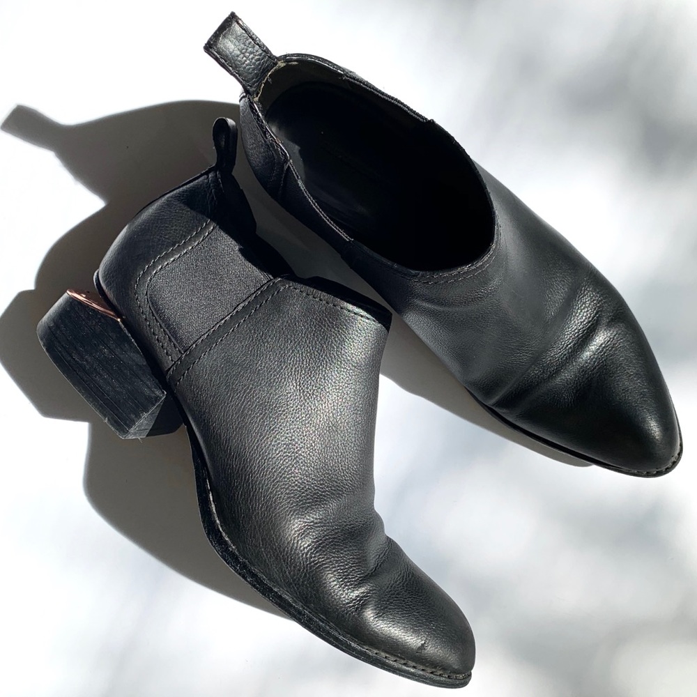 ALEXANDER WANG | KORI BOOT BOOTIES CUT-OUT HEELS ROSE GOLD CUT-OUT HEEL LEATHER